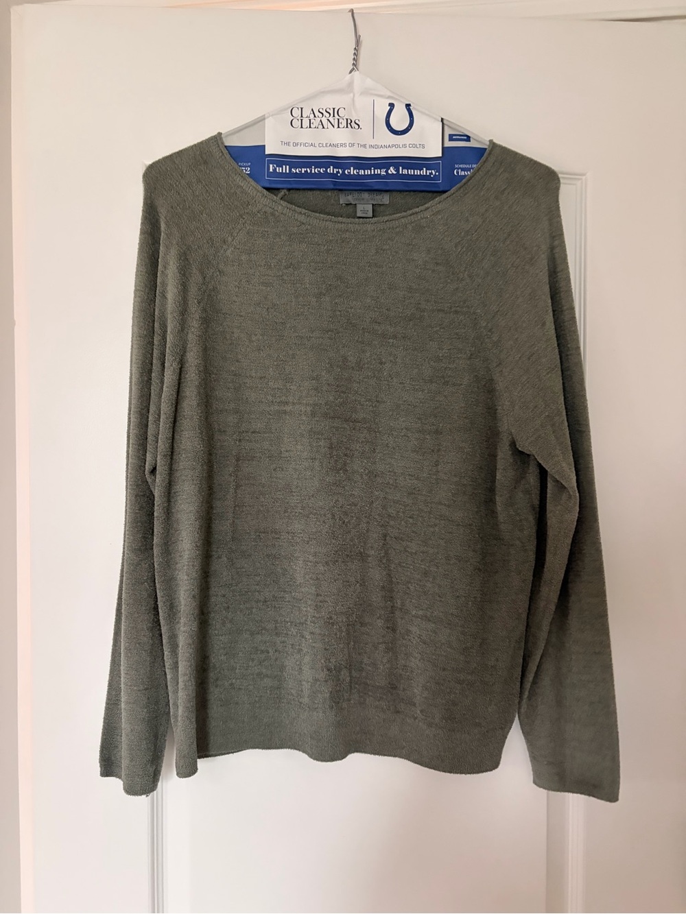 Barefoot Dreams CozyChic Ultra Lite Roll Neck Pullover – Olive Green – Size L